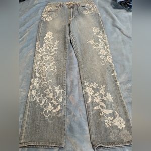 Chico's Platinum denim floral applique jeans